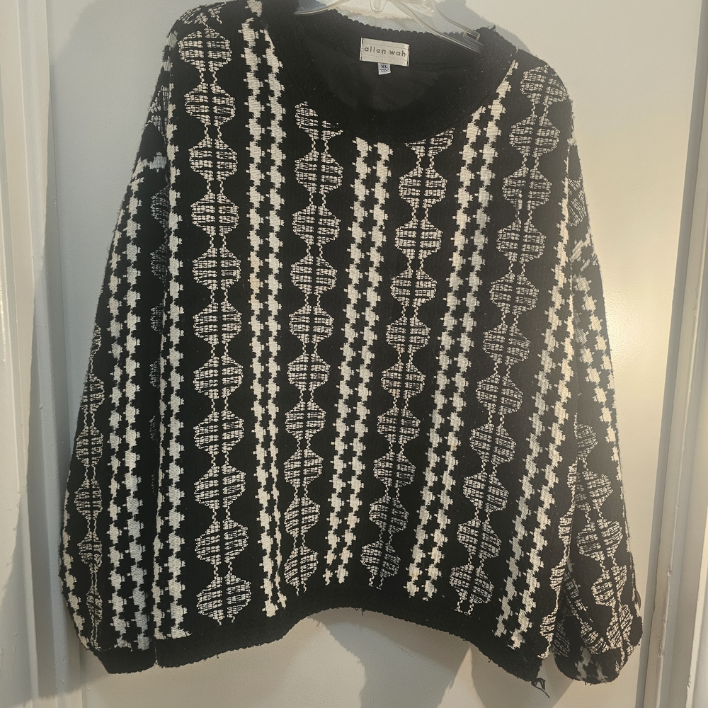 Black and white patterned sweater from Allen Wah, size XL (Made in USA).
